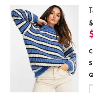 Topshop Blue and Cream Striped Sweater